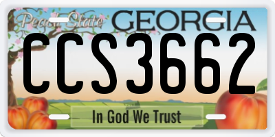 GA license plate CCS3662