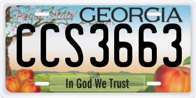 GA license plate CCS3663