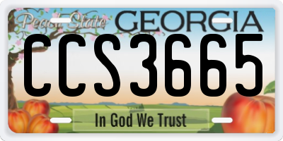 GA license plate CCS3665