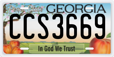 GA license plate CCS3669