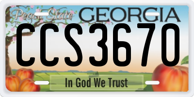 GA license plate CCS3670
