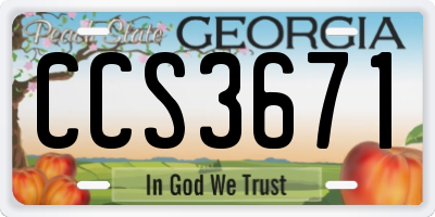 GA license plate CCS3671