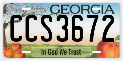 GA license plate CCS3672
