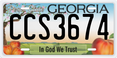 GA license plate CCS3674