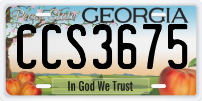 GA license plate CCS3675
