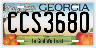 GA license plate CCS3680