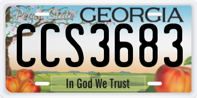 GA license plate CCS3683