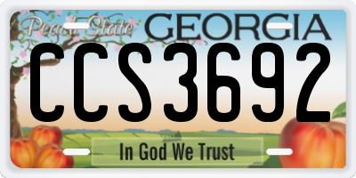 GA license plate CCS3692