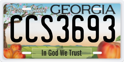 GA license plate CCS3693