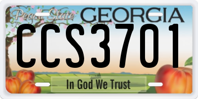 GA license plate CCS3701