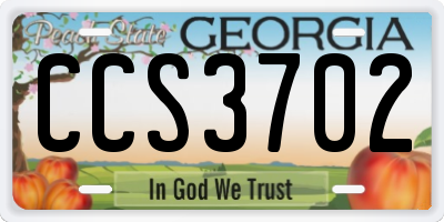 GA license plate CCS3702