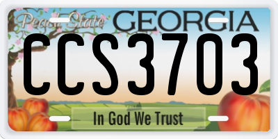 GA license plate CCS3703