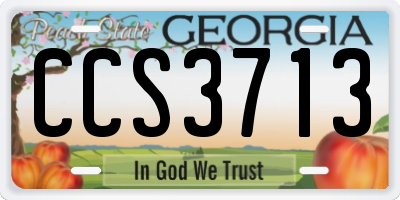 GA license plate CCS3713