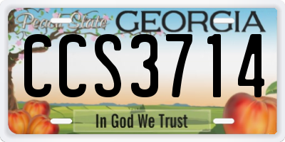 GA license plate CCS3714
