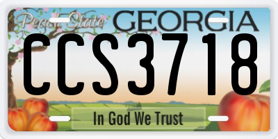 GA license plate CCS3718