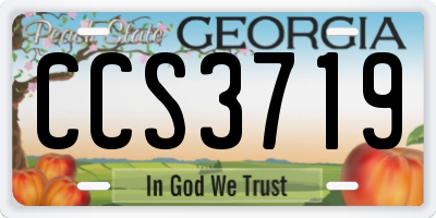 GA license plate CCS3719