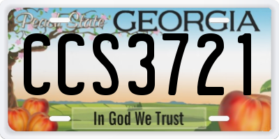 GA license plate CCS3721