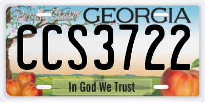 GA license plate CCS3722