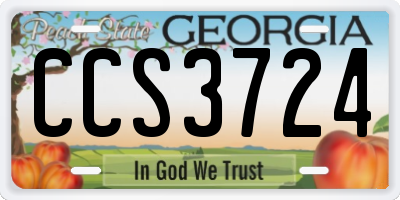 GA license plate CCS3724