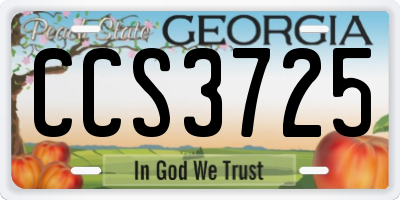 GA license plate CCS3725