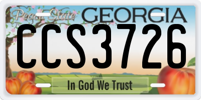 GA license plate CCS3726