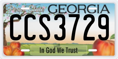 GA license plate CCS3729