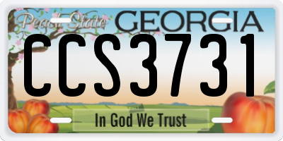 GA license plate CCS3731