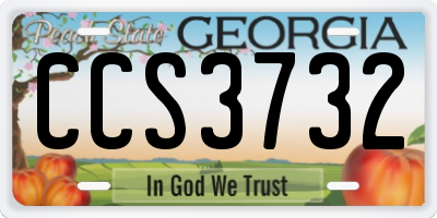 GA license plate CCS3732
