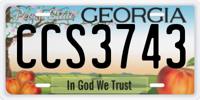 GA license plate CCS3743