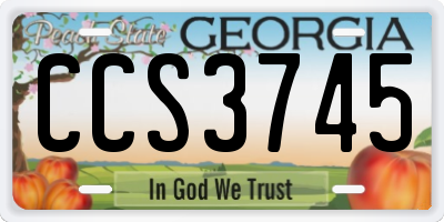 GA license plate CCS3745