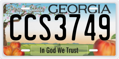 GA license plate CCS3749
