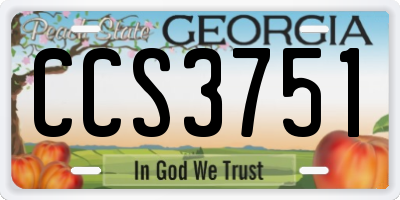 GA license plate CCS3751