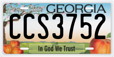 GA license plate CCS3752