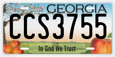 GA license plate CCS3755
