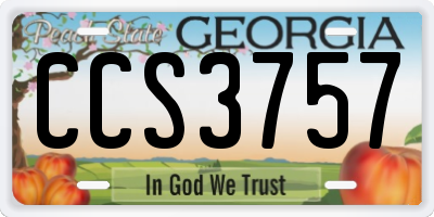 GA license plate CCS3757