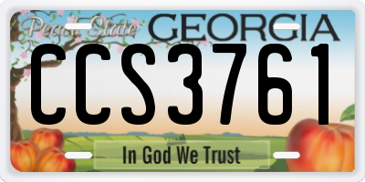 GA license plate CCS3761