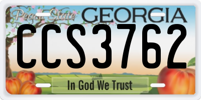 GA license plate CCS3762