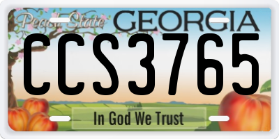 GA license plate CCS3765