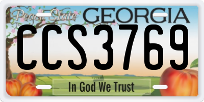 GA license plate CCS3769