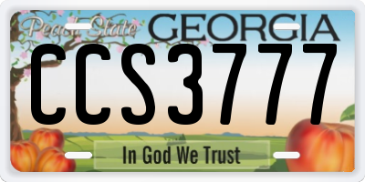 GA license plate CCS3777