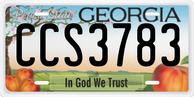 GA license plate CCS3783