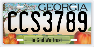GA license plate CCS3789