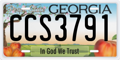 GA license plate CCS3791