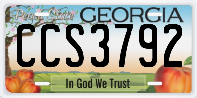 GA license plate CCS3792