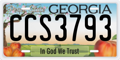 GA license plate CCS3793