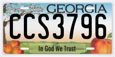GA license plate CCS3796