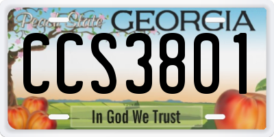 GA license plate CCS3801