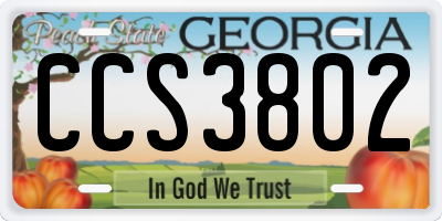 GA license plate CCS3802