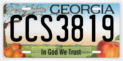 GA license plate CCS3819