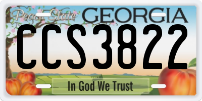 GA license plate CCS3822